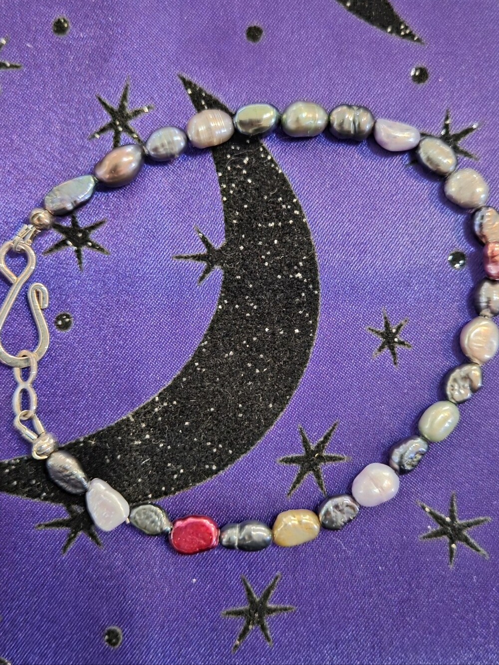 Multicolor Iridescent Freshwater Baroque Pearl Bracelet with S-Hook Clasp